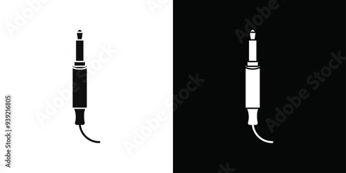 Jack cable icon Black line art vector logo set