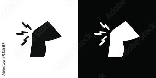 Knee pain icon Black line art vector logo set