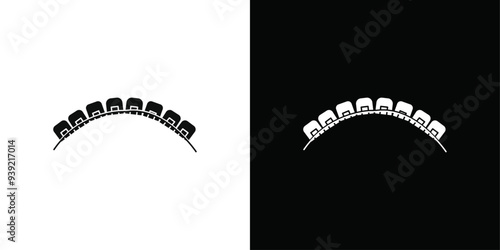 lingual braces icon Black line art vector logo set