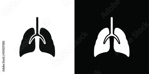 Lungs Icon Black line art vector logo set