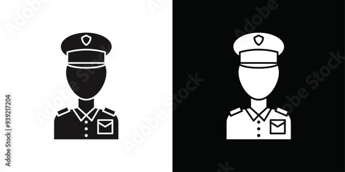 Male chief officer icon Black line art vector logo set
