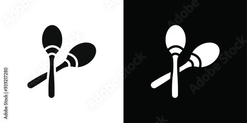 Maracas icon Black line art vector logo set