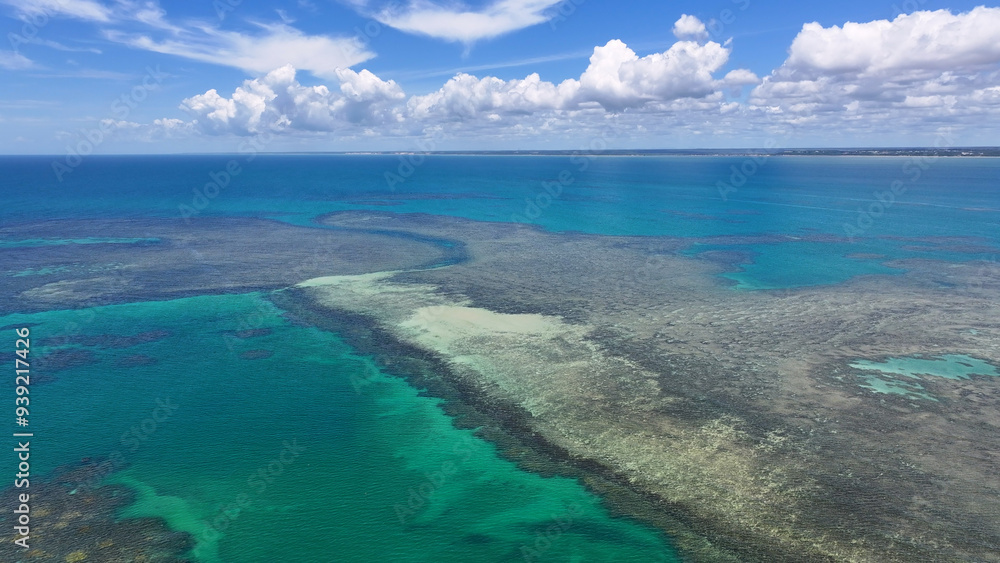 Obraz premium Recife De Fora Marine Park In Porto Seguro Bahia Brazil. Idyllic Beach. Nature Landscape. Bahia Brazil. Tourism Background. Recife De Fora Marine Park In Porto Seguro Bahia Brazil.