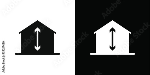 Minimum ceiling heights icon Black line art vector logo set