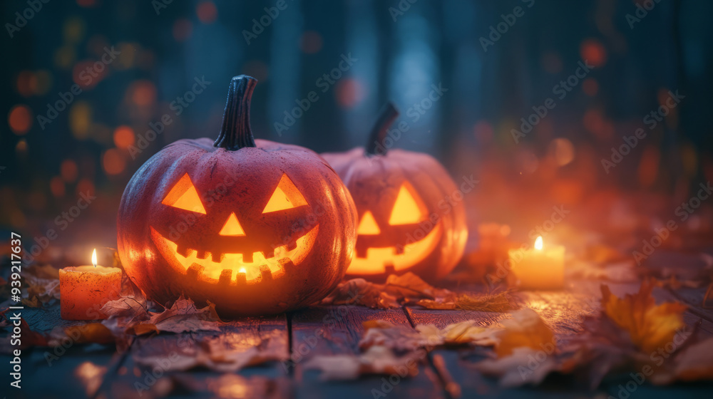 Halloween pumpkins decorations and party supplies with lanterns, candles for a memorable celebration.Halloween is celebrated on October 31st with costumes, trick-or-treating, and spooky decorations Halloween pumpkins decorations and party supplies with lanterns, candles for a memorable celebration.Halloween is celebrated on October 31st with costumes, trick-or-treating, and spooky decorations