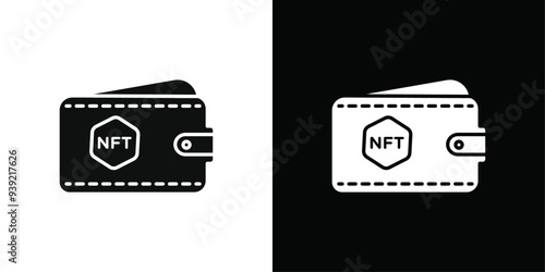 NFT wallet icon Black line art vector logo set
