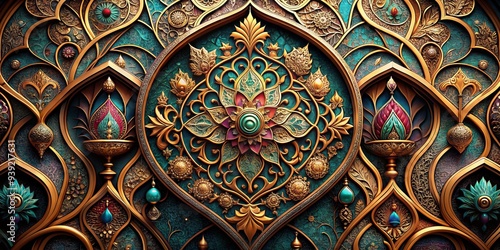 Wallpaper Mural Ornate Arabesques: Flowing lines, intricate patterns, golden and jewel-toned hues, exotic elegance Torontodigital.ca