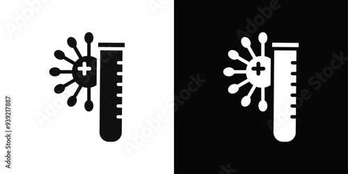 PCR test icon Black line art vector logo set