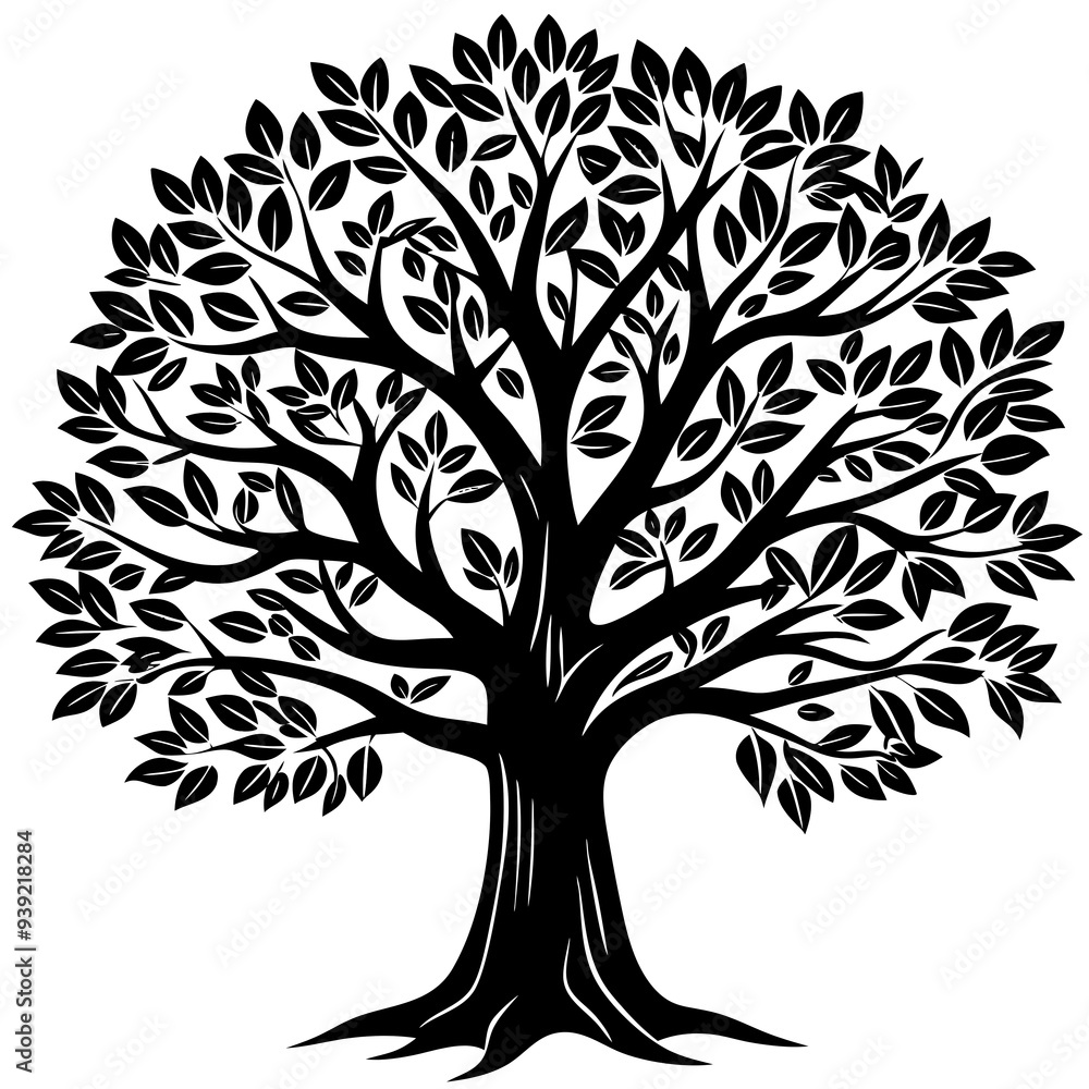 Obraz premium black and white tree on white background generated by AI