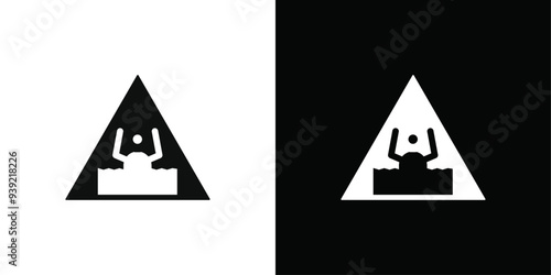 Quicksand and Mud Danger Sign icon Black line art vector logo set
