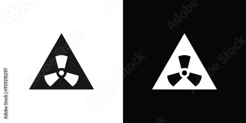 Radiation Hazard Keep Out icon Black line art vector logo set