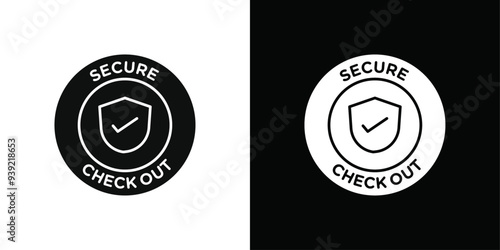 secure checkout icon Black line art vector logo set