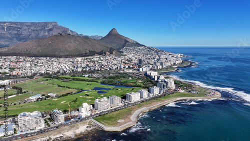 Green Point At Cape Town In Western Cape South Africa. Table Mountain Landscape. Downtown District. Cape Town At Western Cape South Africa. Tourism Travel. Stunning Skyline.