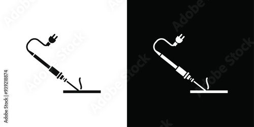 Soldering iron icon Black line art vector logo set