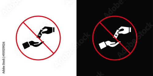 Stop Corruption icon Black line art vector logo set