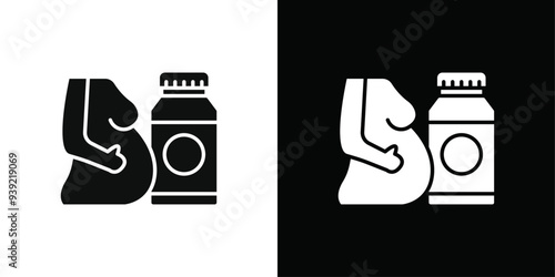 Supplements for pregnant women icon Black line art vector logo set