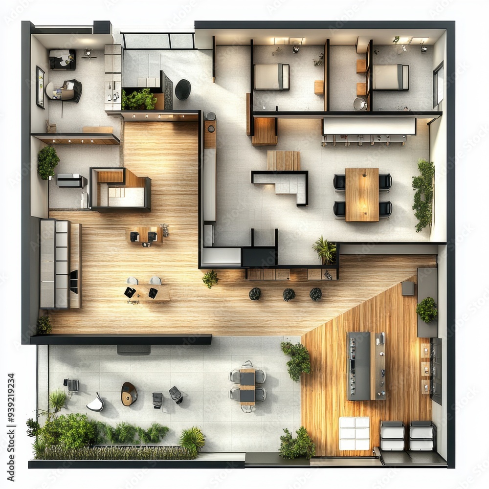 A floor plan of a large home with a lot of open space and a large kitchen A floor plan of a large home with a lot of open space and a large kitchen