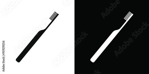 tooth brush icon Black line art vector logo set