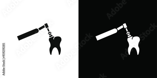 tooth Polish icon Black line art vector logo set