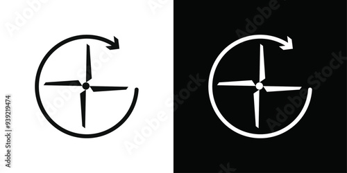 Ventilation icon Black line art vector logo set