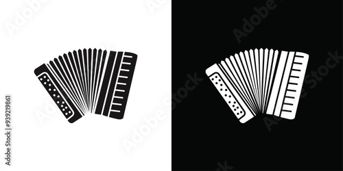 accordion icon Black line art vector logo set