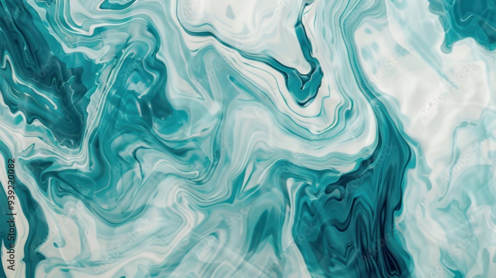 Obraz premium Abstract Teal and White Swirls
