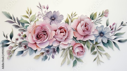 Watercolor floral design with pastel hues
