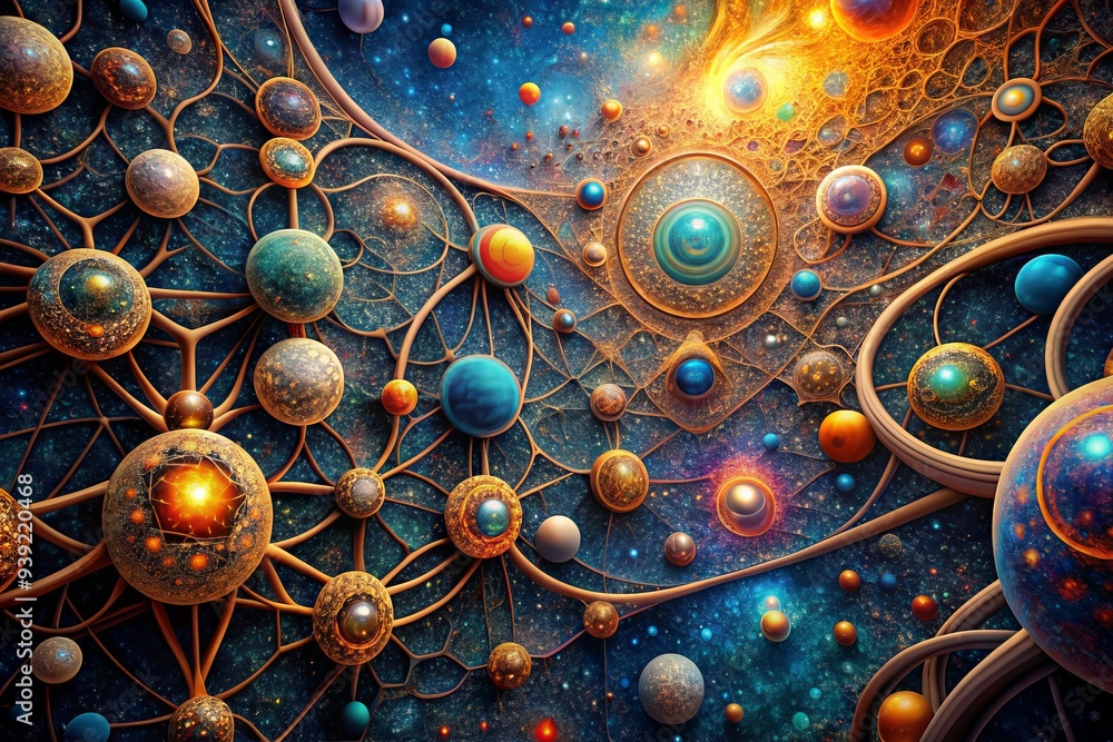 Quantum Tapestry: Surreal, ethereal, interconnected molecules, cosmic threads Quantum Tapestry: Surreal, ethereal, interconnected molecules, cosmic threads