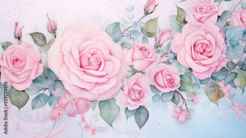 Watercolor floral design with pastel hues