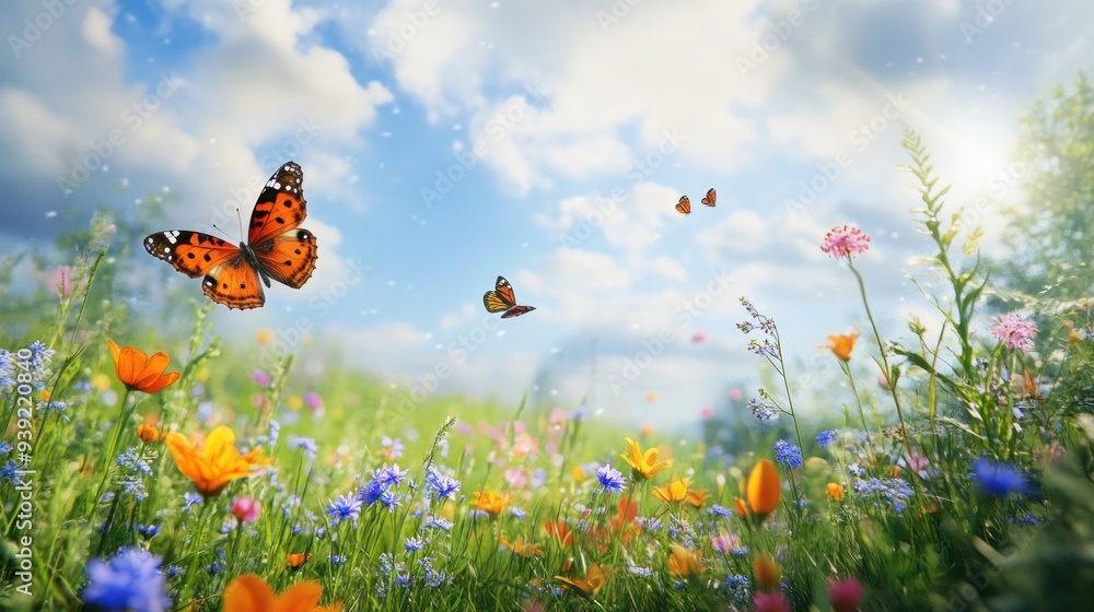 Butterflies in a Blooming Meadow Butterflies in a Blooming Meadow
