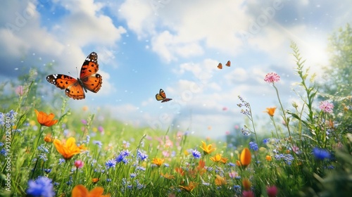 Butterflies in a Blooming Meadow