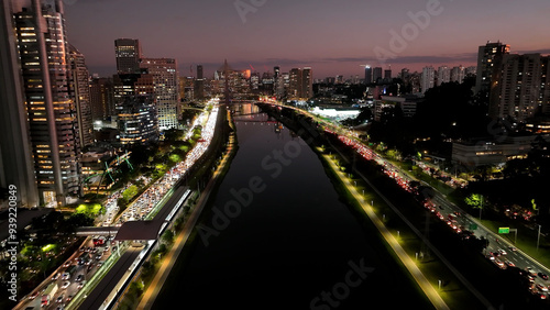 Wallpaper Mural Road Traffic At Sunset City In Sao Paulo Brazil. Cityscape Bridge. Traffic Road. Sao Paulo Brazil. City Skyline Landscape. Road Traffic At Sunset City In Sao Paulo Brazil. Torontodigital.ca