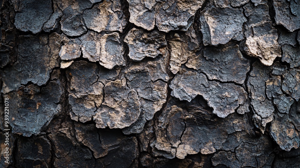 Close-up oak bark surface showcasing rough texture and organic patterns Close-up oak bark surface showcasing rough texture and organic patterns