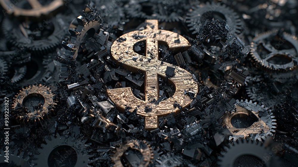 Dollar currency devaluation of saving and wealth. Global economy recession crisis concept Dollar currency devaluation of saving and wealth. Global economy recession crisis concept