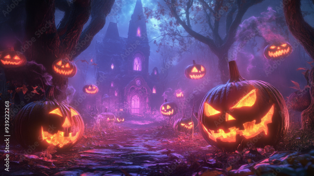 Halloween pumpkins decorations and party supplies with lanterns, candles for a memorable celebration.Halloween is celebrated on October 31st with costumes, trick-or-treating, and spooky decorations Halloween pumpkins decorations and party supplies with lanterns, candles for a memorable celebration.Halloween is celebrated on October 31st with costumes, trick-or-treating, and spooky decorations