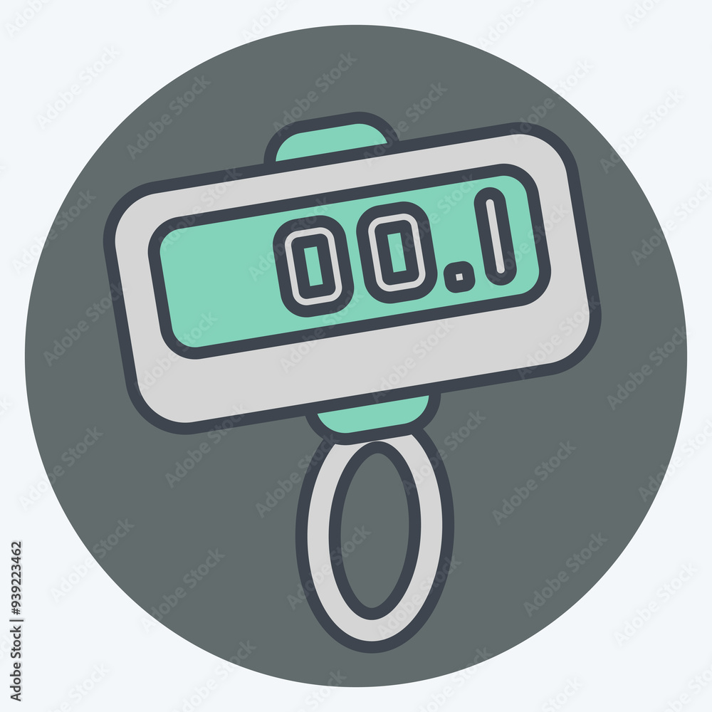 Icon Digital Weighing Scale. related to Measuring symbol. color mate style. simple illustration Icon Digital Weighing Scale. related to Measuring symbol. color mate style. simple illustration