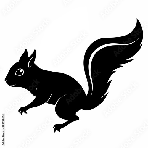 Flying Squirrel Silhouette Vector on a White Background