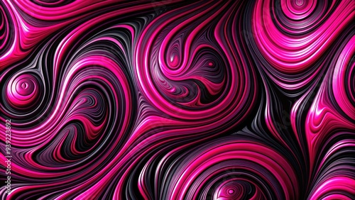 Vibrant black and pink abstract background with bold, swirling patterns and shapes, perfect for fashion, beauty, or technology-related designs and projects.