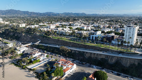 Santa Monica At Los Angeles In California United States. Downtown Cityscape Scenery. Route 66 Landmark. Santa Monica At Los Angeles In California United States. 