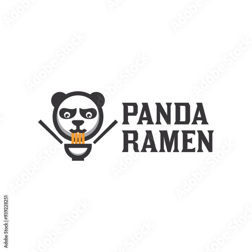panda ramen logo vector
