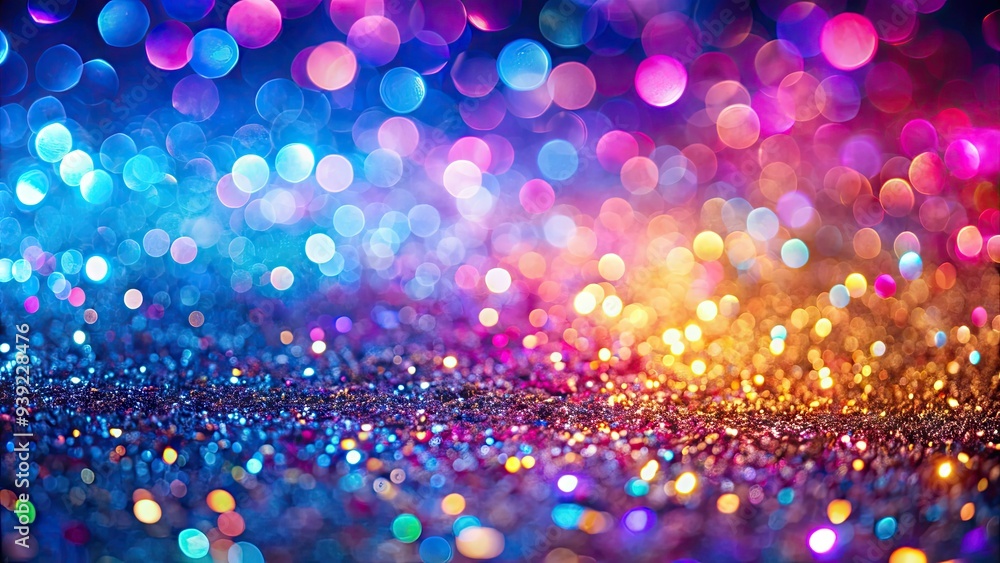 Fototapeta premium Vibrant colorful glittering background with iridescent hues of pink, purple, blue, and gold, creating a dazzling, festive, and celebratory atmosphere, perfect for parties or special occasions.