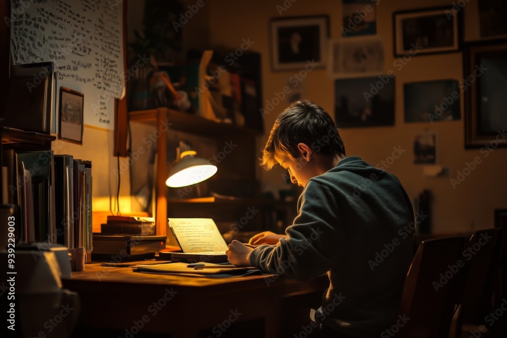 Two boys are seated in a cozy study room, focused on completing their homework while sharing ideas and support. The atmosphere is filled with concentration and camaraderie as they work side by side. Two boys are seated in a cozy study room, focused on completing their homework while sharing ideas and support. The atmosphere is filled with concentration and camaraderie as they work side by side.