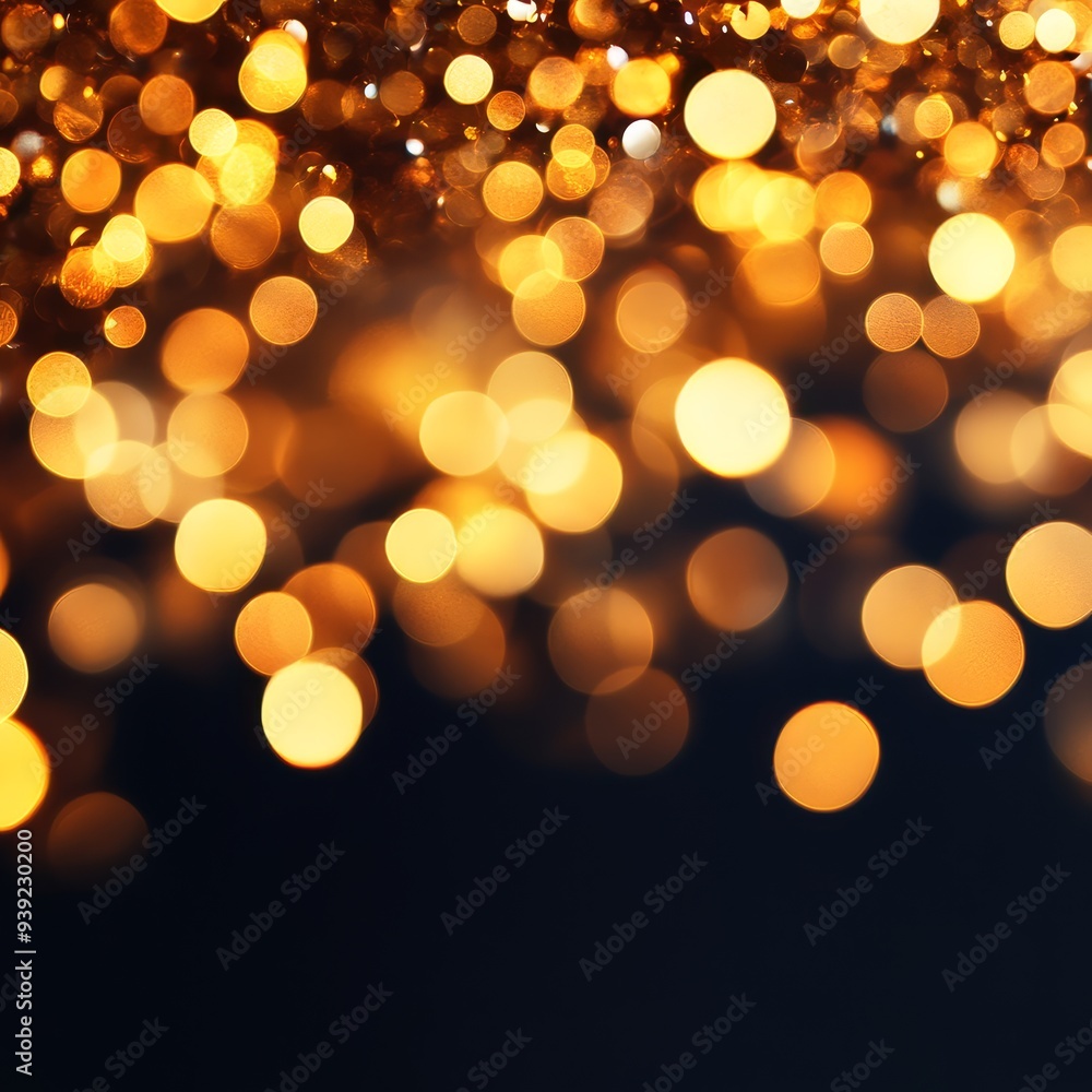 Abstract Gold Bokeh Lights on Black Background Abstract Gold Bokeh Lights on Black Background