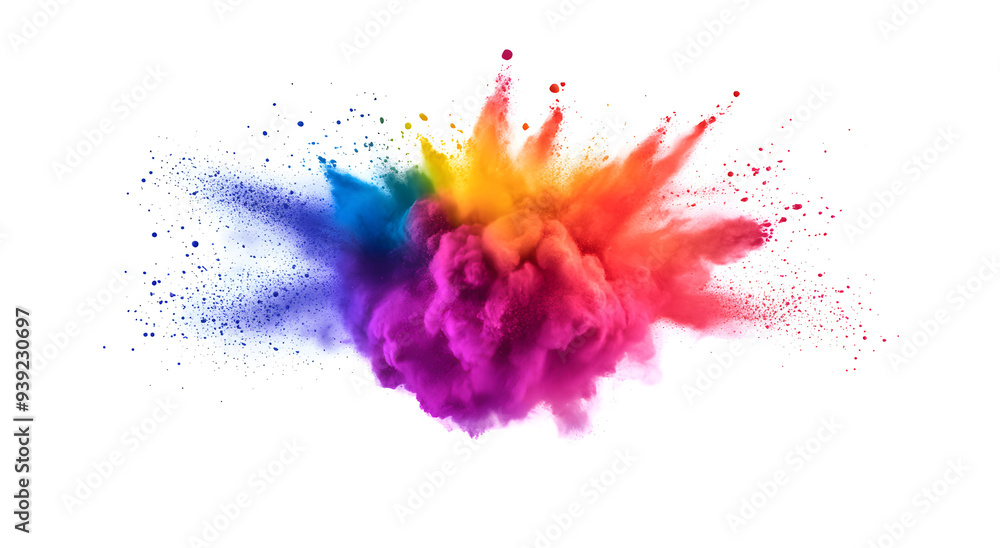 "Colorful Powder Explosion on a White Background, Capturing a Dynamic ...