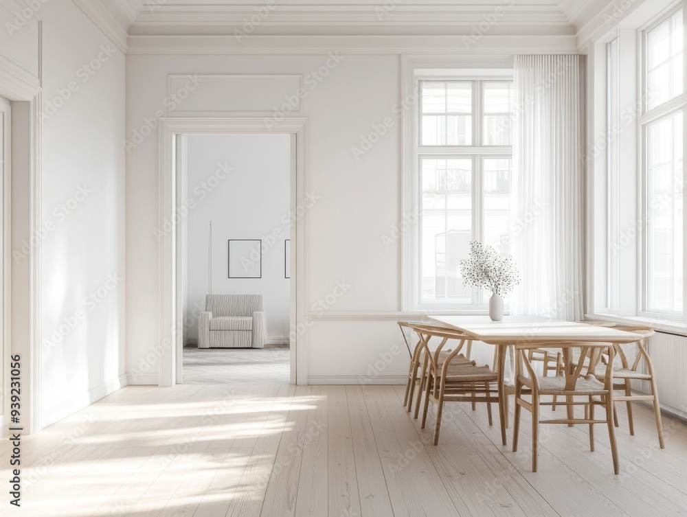 A large white room with a white door and white walls A large white room with a white door and white walls