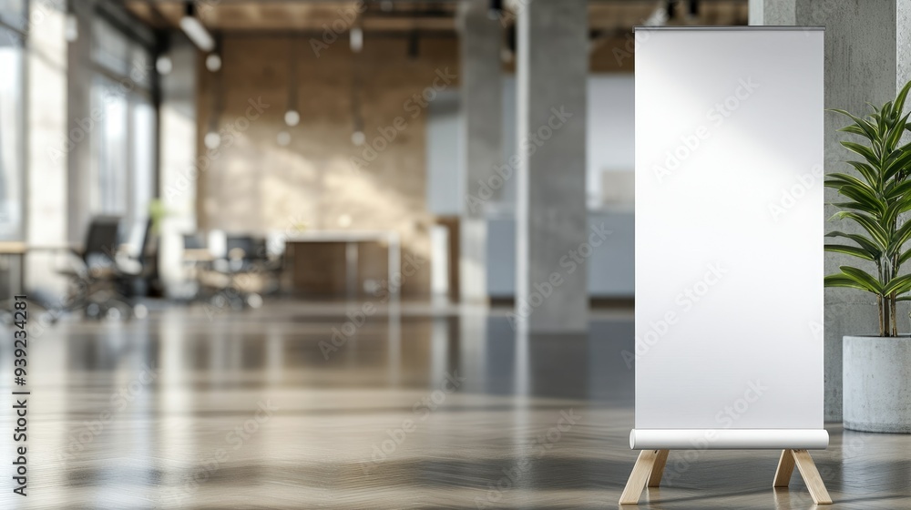 Roll-up Standee Banner in Empty Office Space Roll-up Standee Banner in Empty Office Space