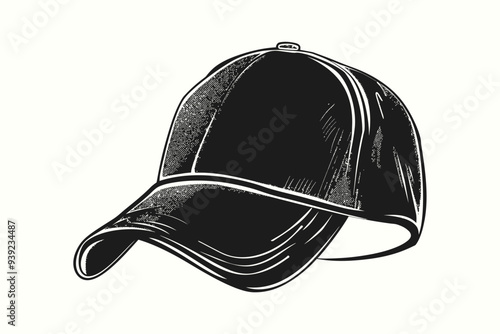 Baseball Cap with Embroidery silhouette vector with white background