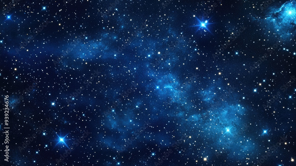 Fototapeta premium Galaxy shiny stars background fabric seamless print or textile vector background.