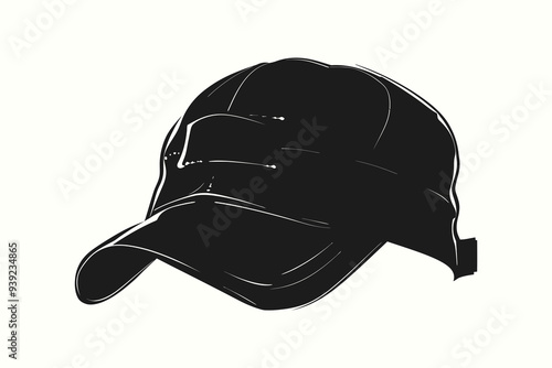 Military Cap silhouette vector with white background 