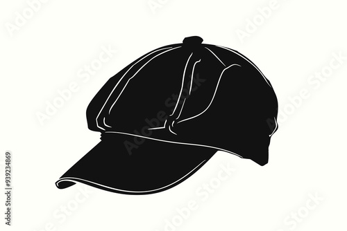 Newsboy Cap silhouette vector with white background